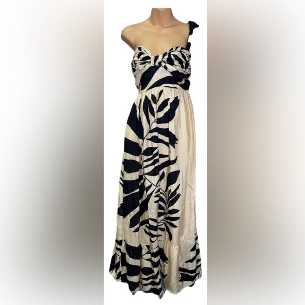 Anthropologie Let Me Be Bow One Shoulder Maxi Dress